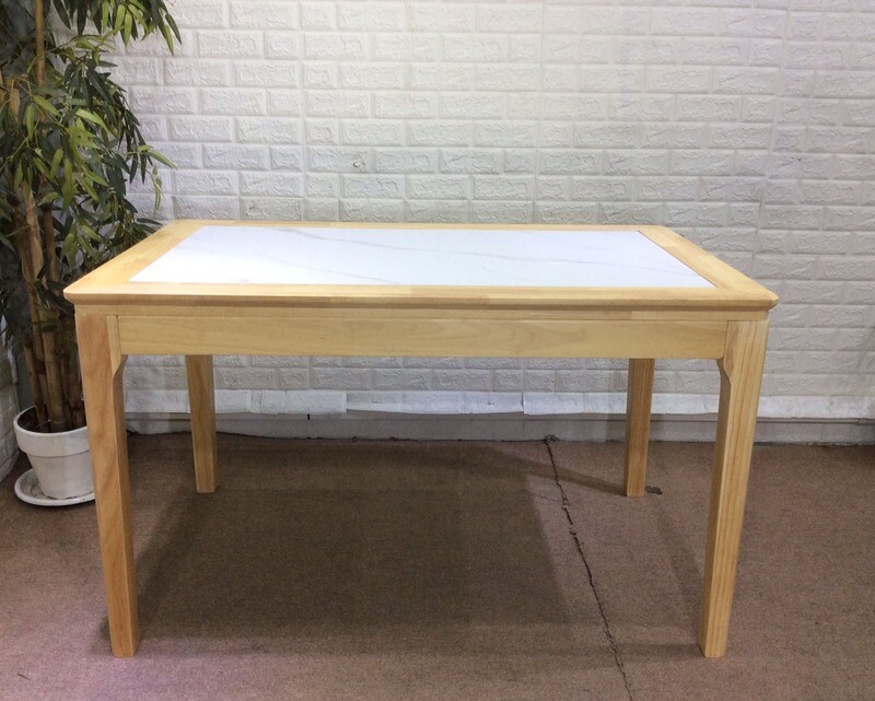 Ofix Cameron Solid Thailand Rubberwood Dining Table (130*80, 150*80) (Natural Wood+White)