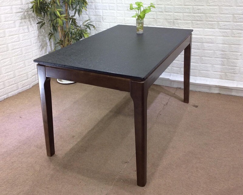 Ofix Dominic Solid Thailand Rubberwood Dining Table (130*80)  (Walnut+Black)