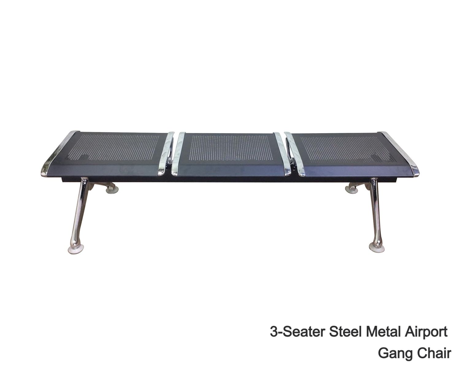 Ofix 3-Seater / 4-Seater Steel Metal Airport Gang Chair (Without Backrest) (Black), Model: 3-Seater Airport Gang Chair without Backrest (Black) W9605/T03