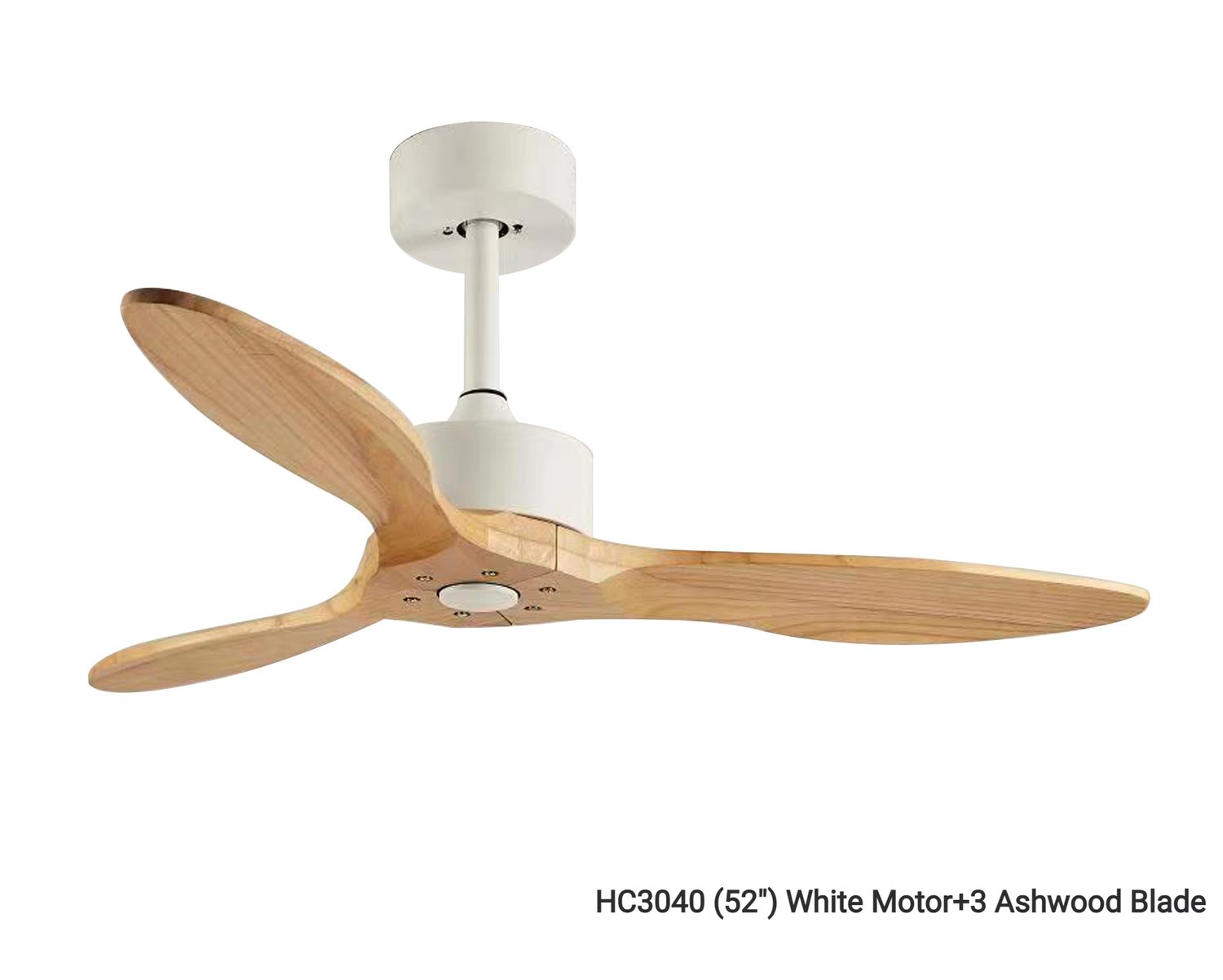 MYKE Ceiling Fan (Teakwood, Ashwood)  (52") (No Lamp) (2 yrs Warranty), Model/ Color: HC3040 (52") White Motor+3 Ashwood Blade