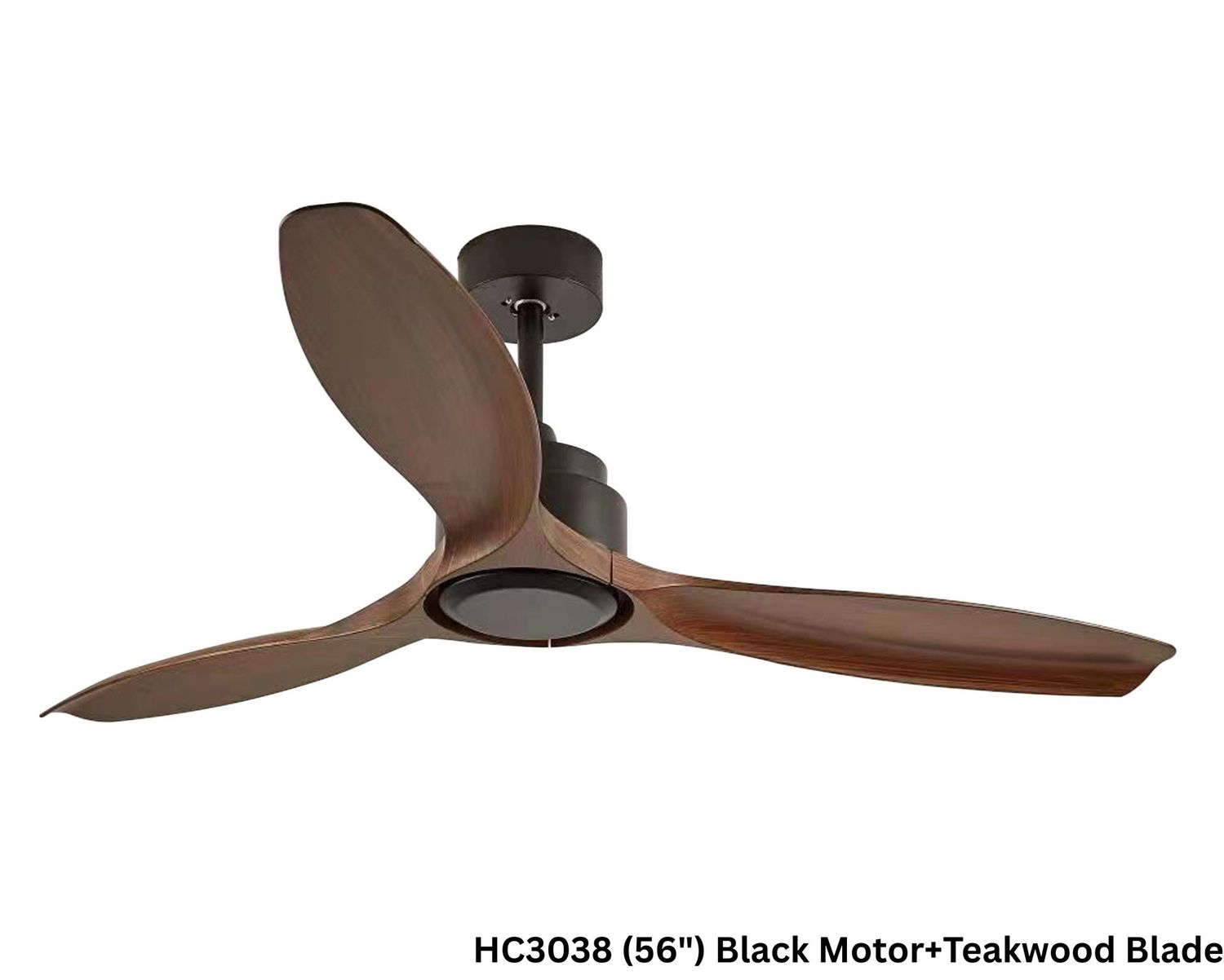 MYKE Ceiling Fan (Teakwood) (56") (No Lamp) (2 yrs Warranty), Model/ Color: HC3038 (56") Black Motor+Teakwood Blade, Add-Ons: None