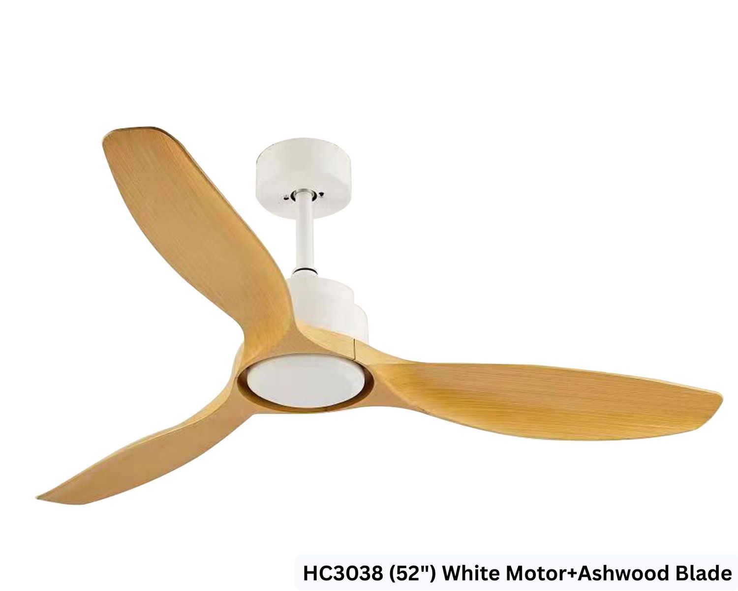 MYKE Ceiling Fan (Ashwood, Teakwood) (52", 56") (No Lamp) (2 yrs Warranty), Model/ Color: HC3038 (52") White Motor+Ashwood Blade (SOLD OUT, PRE-ORDER FOR LATE JUNE), Add-Ons: None