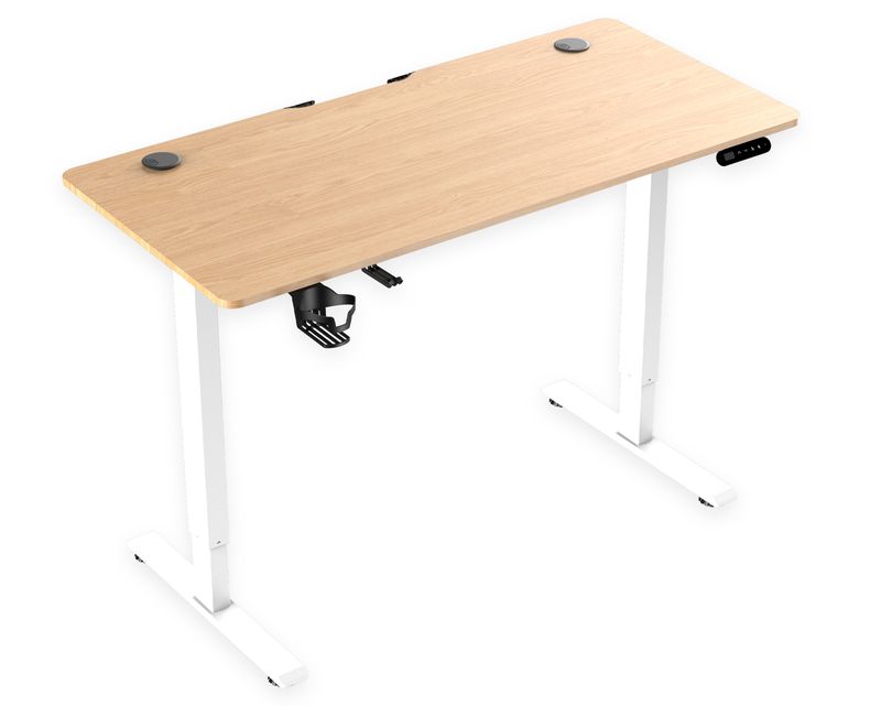 OFX Jabez 120 Gaming Electric Height Adjustable Single Motor Desk With Digital Display Controller and Cup Holder (120*60) (White, Black, Oak White, Walnut)