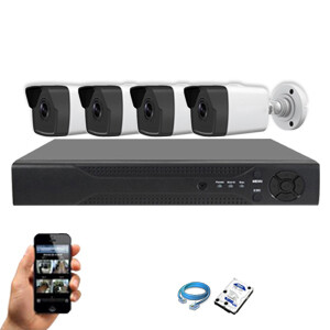 Qube 4 Channel 2mp Digital IP Package w/ Motion Detect® (Up to 80 Meters for POE)