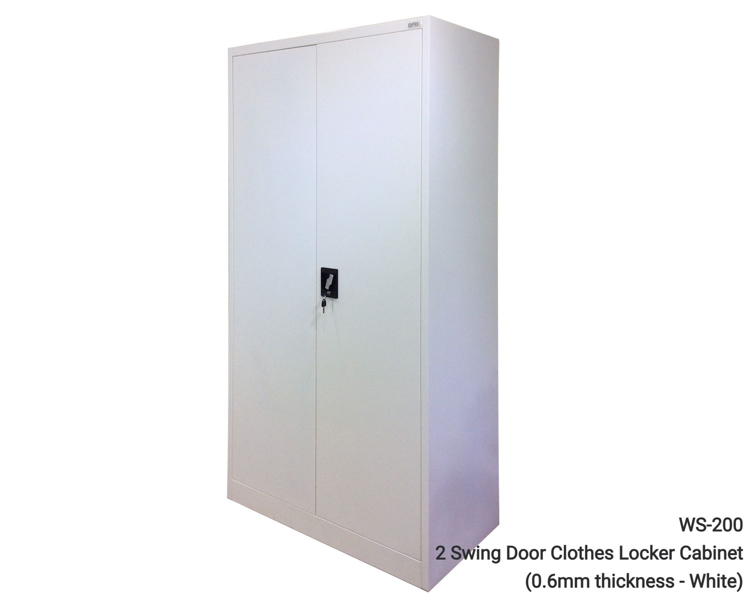 Ofix 2 Swing Door Clothes Steel Locker Cabinet (White), Model: WS-200 2 Swing Door Clothes Locker Cabinet (0.6mm thickness - White)