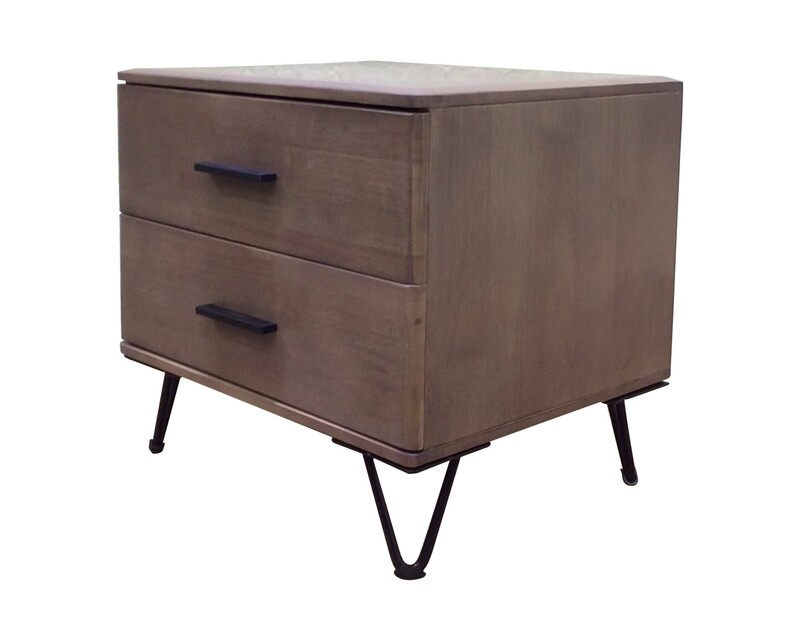 Ofix Orphie Solid Thailand Rubberwood Bed Side Table (with Drawers)