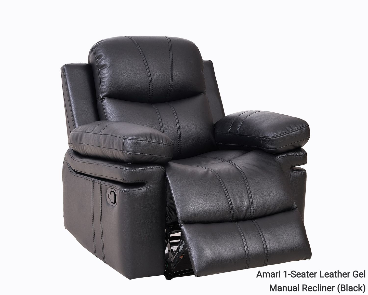 Flotti Amari 1-Seater Leather Gel (Manual Recliner / Power Recliner) (Black, Brown), Color Option:: Amari 1-Seater Leather Gel Manual Recliner (Black) (SOLD OUT, PRE-ORDER FOR EARLY SEPTEMBER)