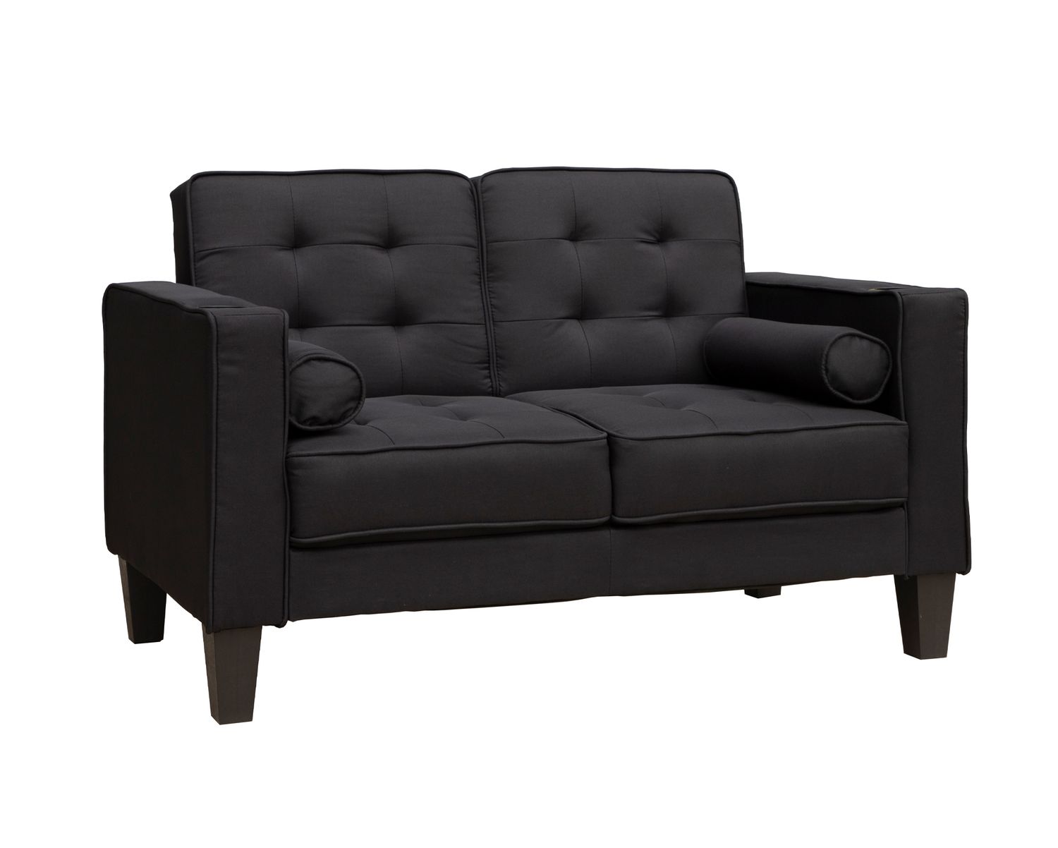 Flotti Mallory Loveseat 2-Seater Sofa w/ Cupholder (Black, Beige)