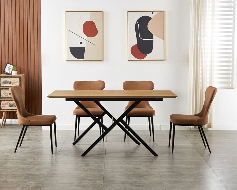 Ofix Moldova Dining Table (160*80) (4-6 Seater) (Wood+Black)