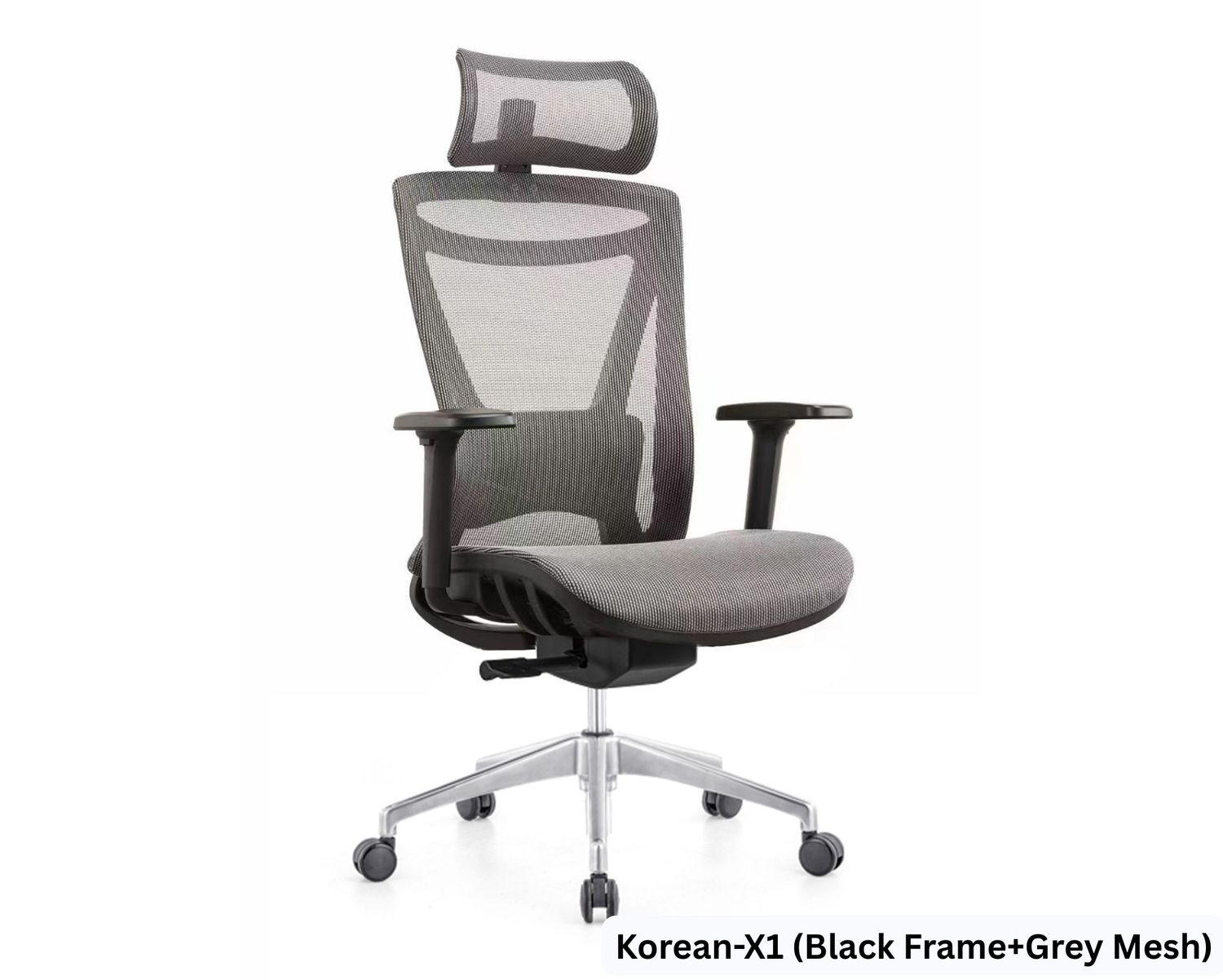 XTM Korean-X1 Ergonomic Office Chair (3D Armrest) (Grey) (2 Years Warranty), Model:: Korean-X1 (Black Frame+Grey Mesh)