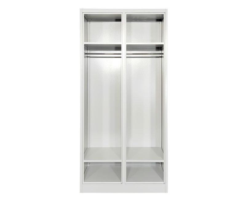 Ofix 2 Door Steel Clothes Locker with Top &amp; Bottom Shelf Cabinet (White)