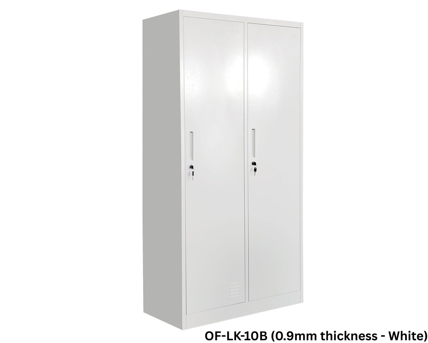 Ofix 2 Door Steel Clothes Locker with Top &amp; Bottom Shelf Cabinet (White), Model:: OF-LK-10B (0.9mm thickness - White)