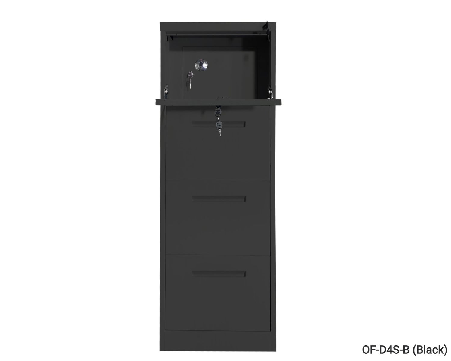 Ofix Vertical 4-Drawer with Safe Vault &amp; Keys Manual-combination keylock Steel Filing Cabinet (Black, White), Model No.:: OF-D4S-B (Black)