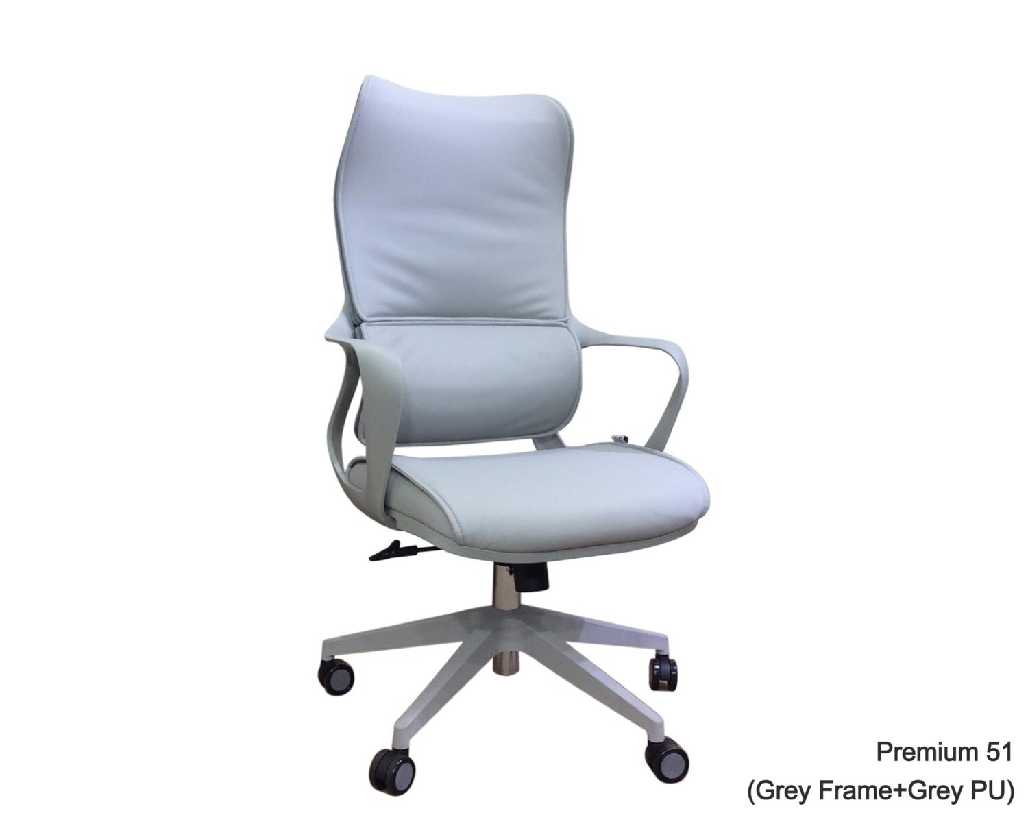 Ofix Premium-51 High Back PU Chair (Grey), Color: Premium 51 (Grey Frame+Grey PU)