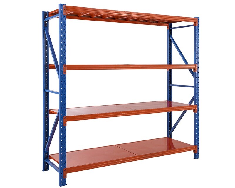 Ofix Heavy Duty 4-Layer Welded Frame Adjustable Boltless Shelves (Blue+Orange)
