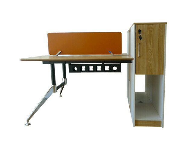 Ofix 230-OF 2 Seaters Workstation Partition with Side Cabinet (Cherry+Orange), Color: 230-OF 2 Seater Cherry + White + Orange