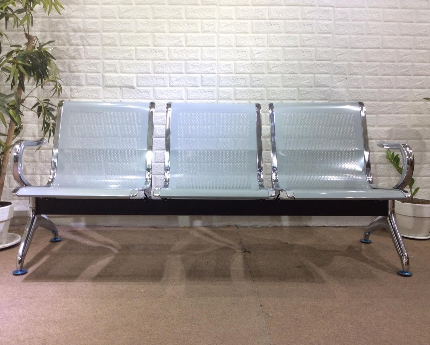 Ofix 3-Seater Airport Gang Chair (Silver), Model: 3-Seater Airport Gang Chair W9604 (Silver), PU Cushions Add-Ons: Without PU Cushions