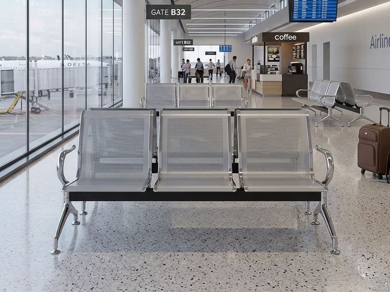 Ofix 3-Seater Airport Gang Chair (Silver)