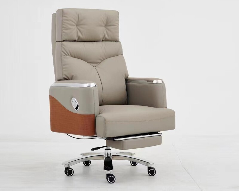 Ofix Premium 99 w/ Footrest High Back PU Chair (Beige+Orange)