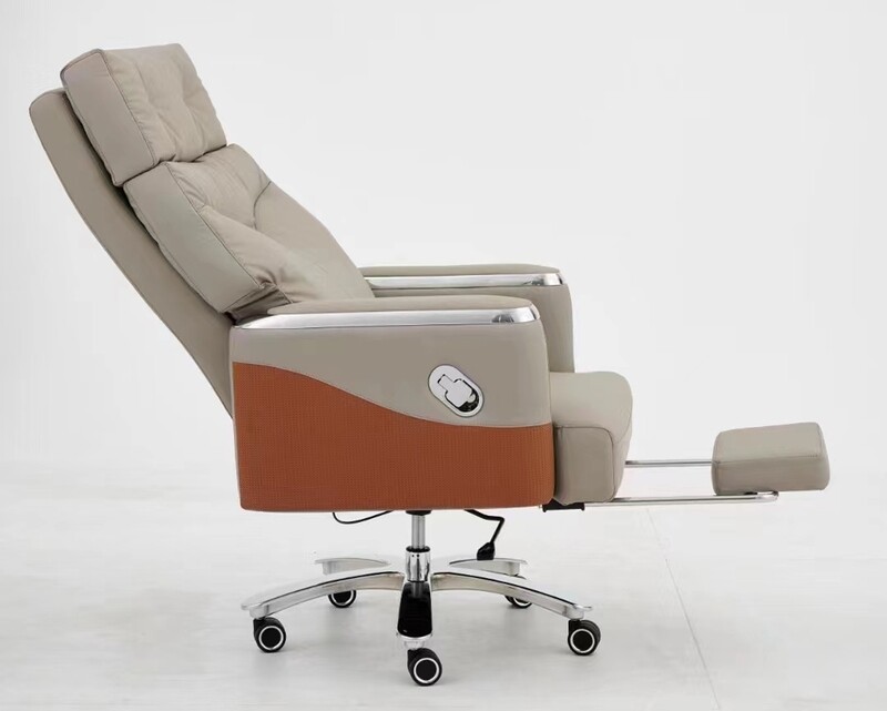 Ofix Premium 99 w/ Footrest High Back PU Chair (Beige+Orange)