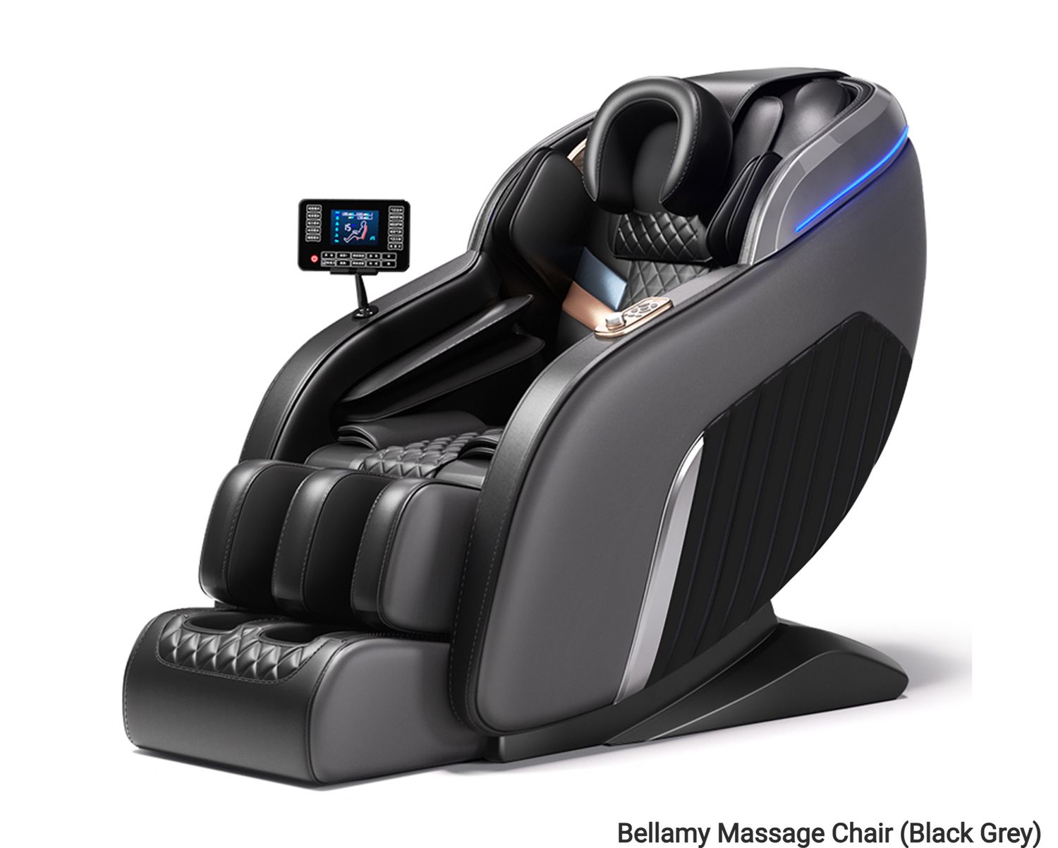 Flotti Bellamy Fixed Massage Chair LCD Touch Screen Full Body Massage w/ Calf Heating, Tuina Kneading Airbag Massage Method, Zero Gravity Function, w/ AI Voice Control and Central Control Knob System, COLOR: Bellamy Massage Chair (Black Grey)