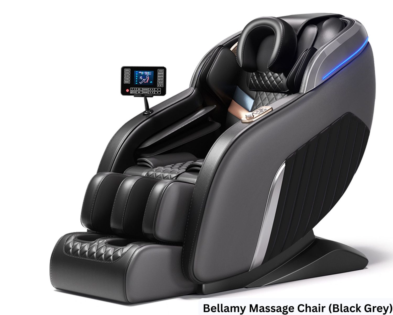 Flotti Bellamy Fixed Massage Chair LCD Touch Screen Full Body Massage w/ Calf Heating, Tuina Kneading Airbag Massage Method, Zero Gravity Function, w/ AI Voice Control and Central Control Knob System, COLOR: Bellamy Massage Chair (Black Grey) (SOLD OUT, PRE-ORDER FOR EARLY SEPTEMBER)