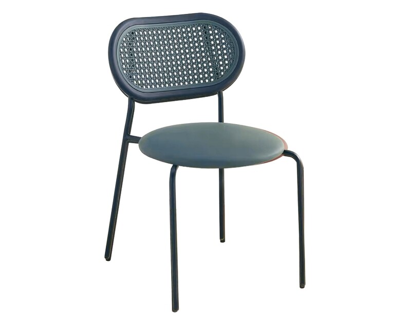 Ofix Homer PU Leather Seat Rattan Back Design Dining Chair (Green, Grey, Red)