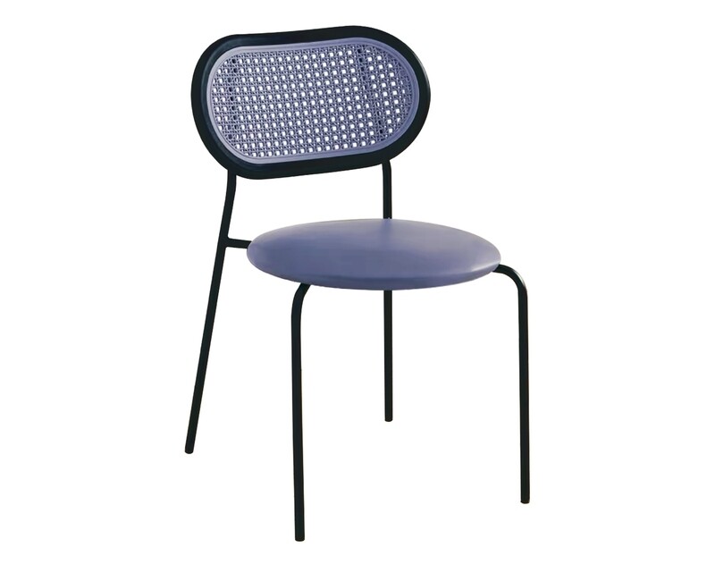 Ofix Homer PU Leather Seat Rattan Back Design Dining Chair (Grey, Red)