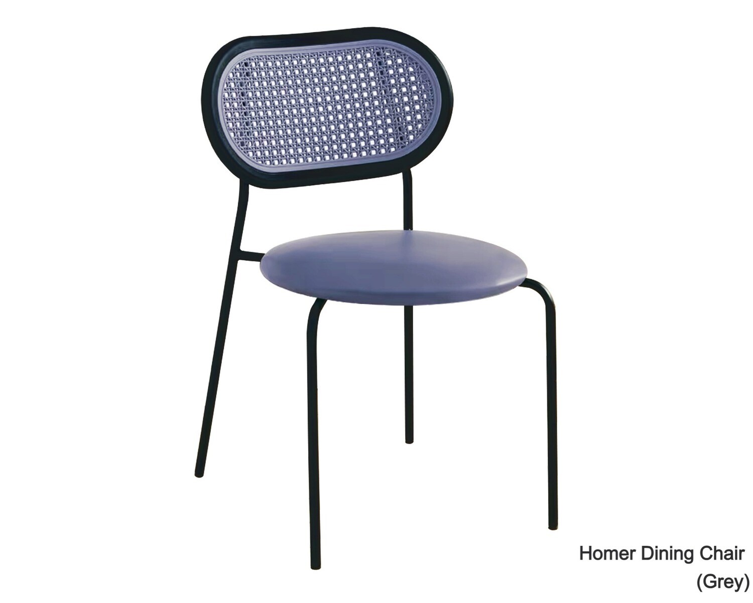 Ofix Homer PU Leather Seat Rattan Back Design Dining Chair (Grey, Red), Option: Homer Dining Chair (Grey)
