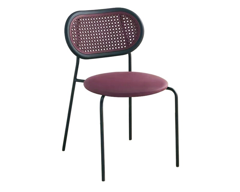 Ofix Homer PU Leather Seat Rattan Back Design Dining Chair (Green, Grey, Red)