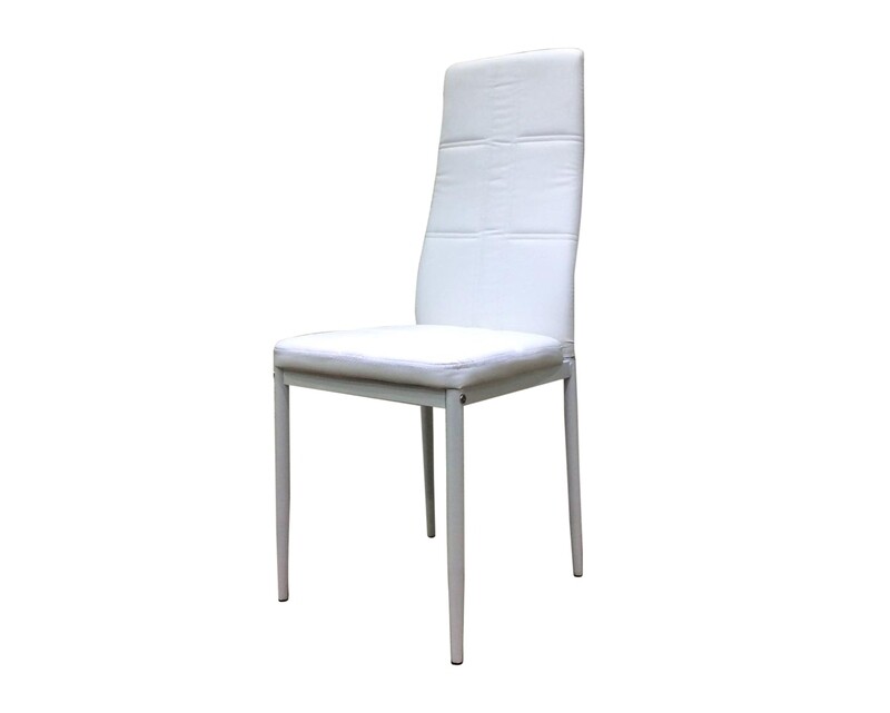 Ofix Amelia PU Leather Seat Metal Leg Dining Chair (White)