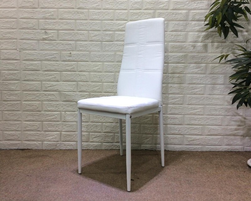 Ofix Amelia PU Leather Seat Metal Leg Dining Chair (White)