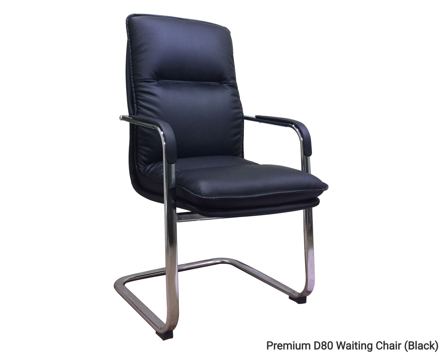 Ofix Premium D80 Waiting PU Leather Chair (Black, Brown), Color:: Premium D80 Waiting Chair (Black)