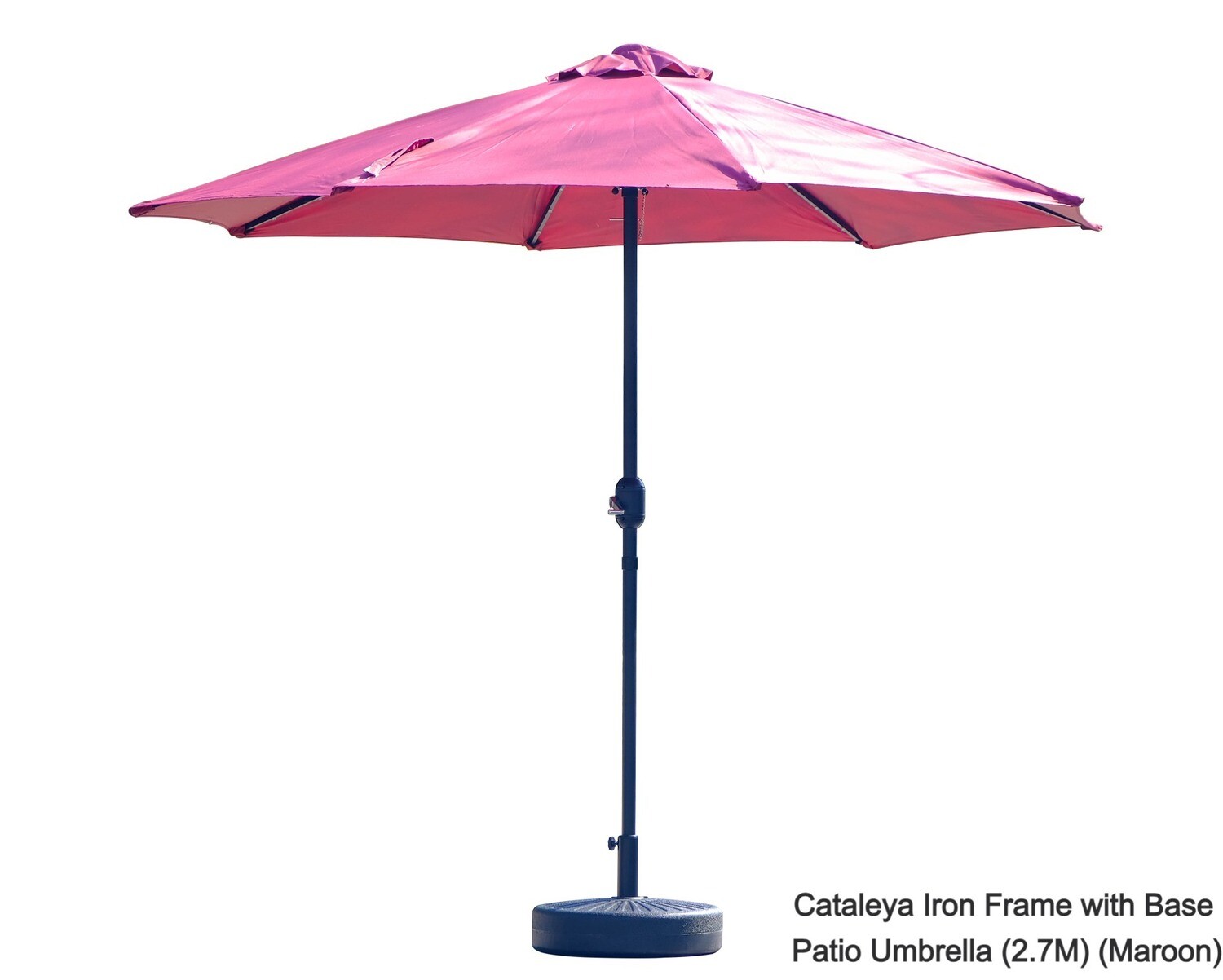 Ofix Cataleya Iron Frame with Marble Stone Base Patio Umbrella (2.7M) (Maroon, Green), Color:: Cataleya Iron Frame with Base Patio Umbrella (2.7M) (Maroon)