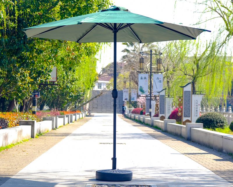 Ofix Cataleya Iron Frame with Marble Stone Base Patio Umbrella (2.7M) (Maroon, Green)