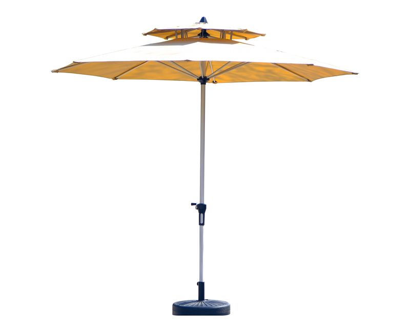 Ofix Emberly Double Top Aluminum Alloy Waterproof Coating with Marble Stone Base Patio Umbrella (2.7M) (Khaki)