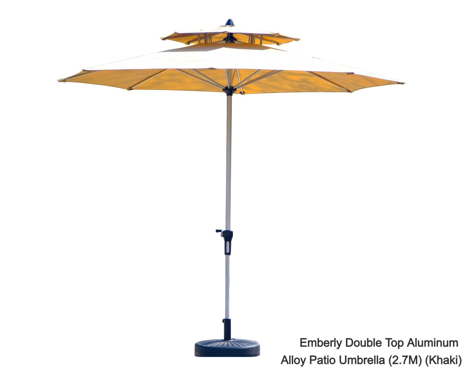Ofix Emberly Double Top Aluminum Alloy Waterproof Coating with Marble Stone Base Patio Umbrella (2.7M) (Khaki), Color:: Emberly Double Top Aluminum Alloy Patio Umbrella (2.7M)  (Khaki)
