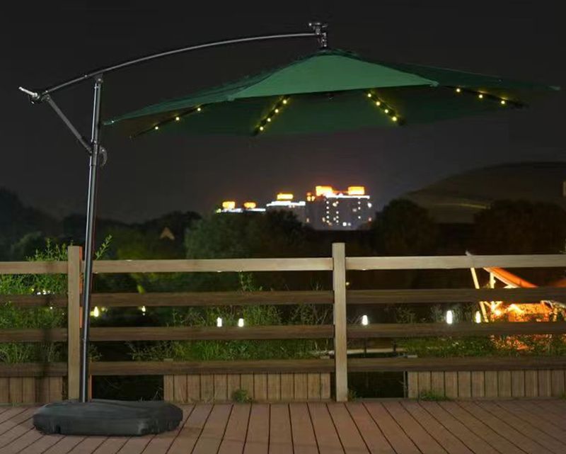 Ofix Makayla With Led Light Solar Panel &amp; Cross Base Patio Umbrella (3M) (Green)