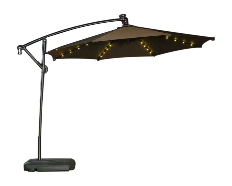 Ofix Makayla With Led Light Solar Panel &amp; Cross Base Patio Umbrella (3M) (Green, Khaki)