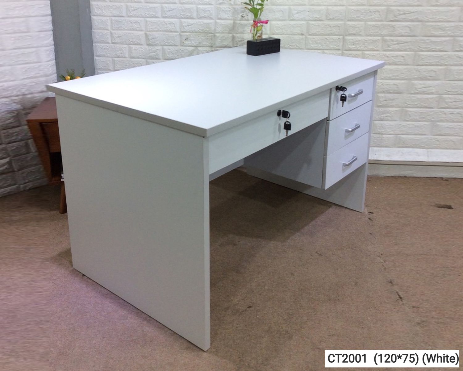 Ofix CT2001  (120*75) Office Table (Beige, White), Color: CT2001  (120*75) (White)