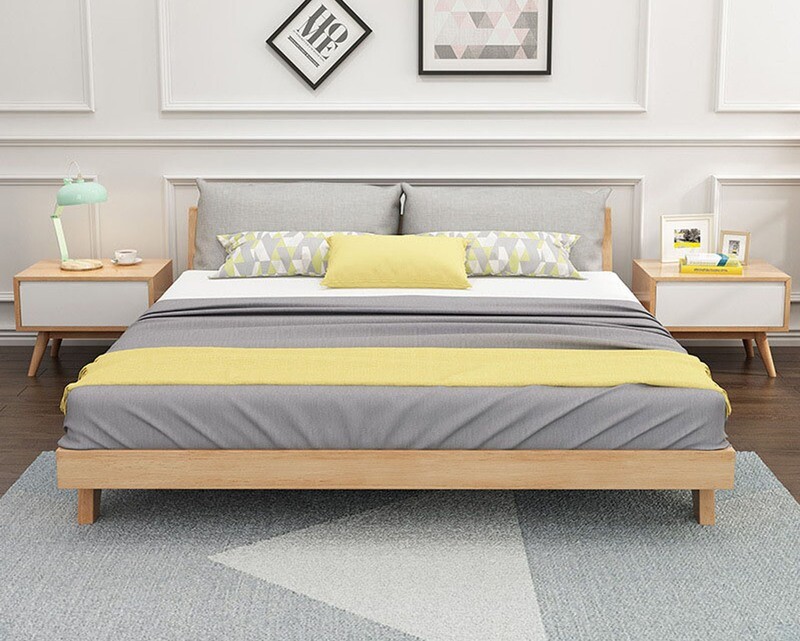 Flotti Margot Solid Thailand Rubberwood Bed Frame (Queen) (Side Drawers Are Not Included)