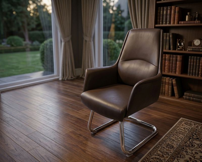 Ofix Premium-D19 Waiting Chair PU Leather (Brown, Black)