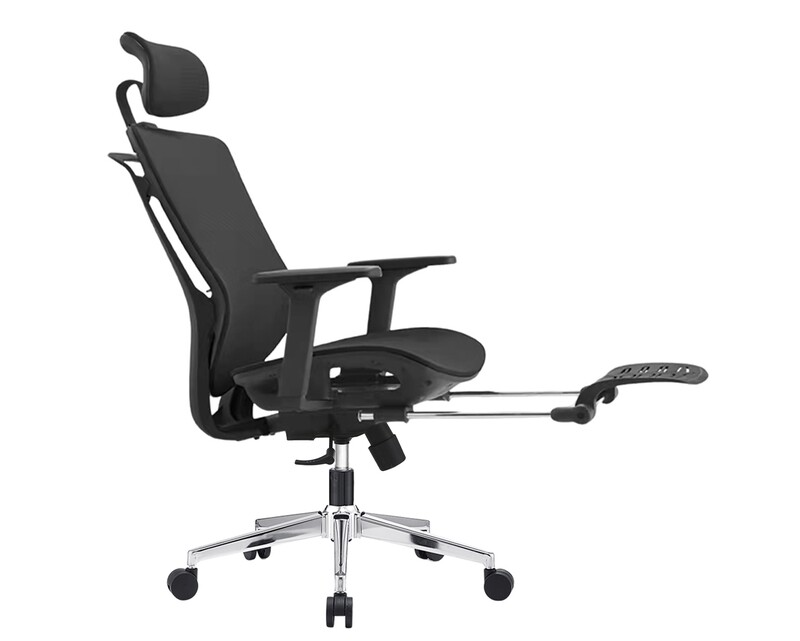Ofix Korean-A2022-1-T Ergonomic Adjustable Headrest/3D Armrest With Lumbar Support High Back Chair &amp; Footrest (Black)
