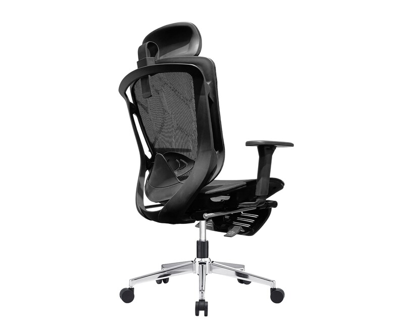 Ofix Korean-A2022-1-T Ergonomic Adjustable Headrest/3D Armrest With Lumbar Support High Back Chair &amp; Footrest (Black)