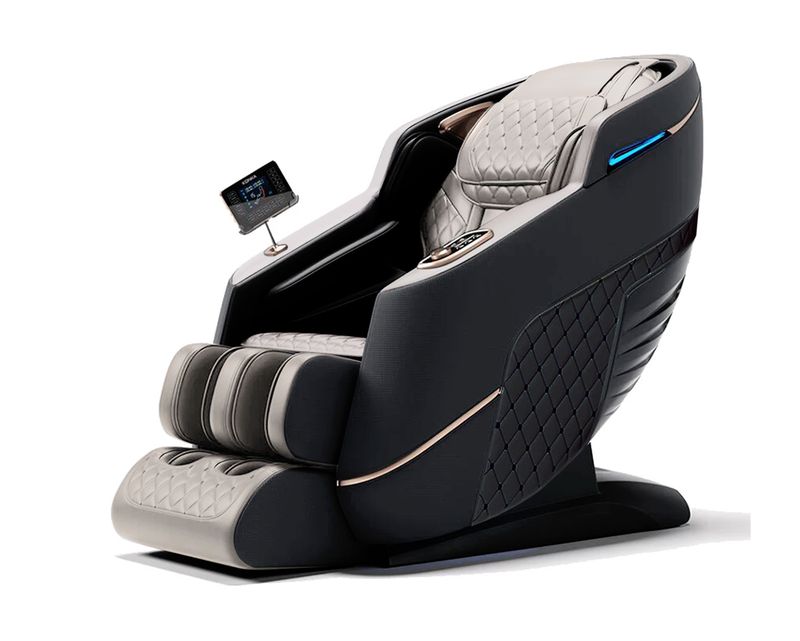 Flotti Harrison Fixed Massage Chair Jade Roller on Waist LCD Touch Screen Full Body Massage with Calf Heating Method Zero Gravity Function with AI Voice Control and Control Knob System