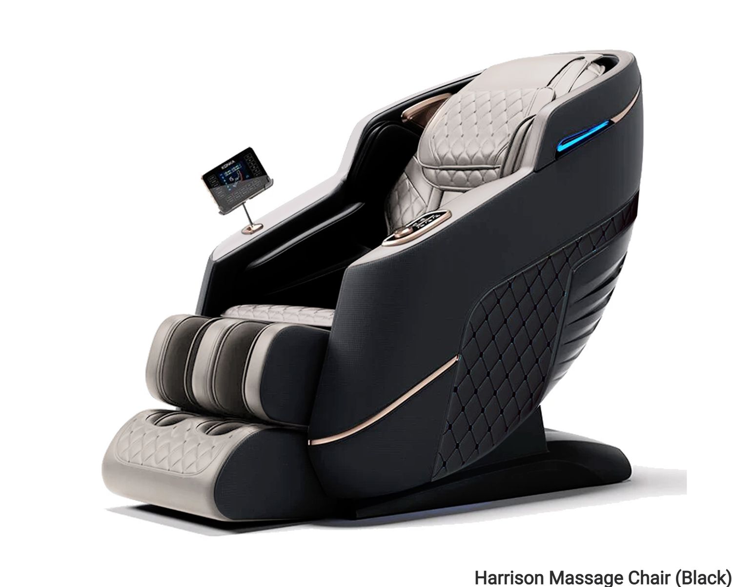 Flotti Harrison Fixed Massage Chair Jade Roller on Waist LCD Touch Screen Full Body Massage with Calf Heating Method Zero Gravity Function with AI Voice Control and Control Knob System, COLOR: Harrison Massage Chair (Black)