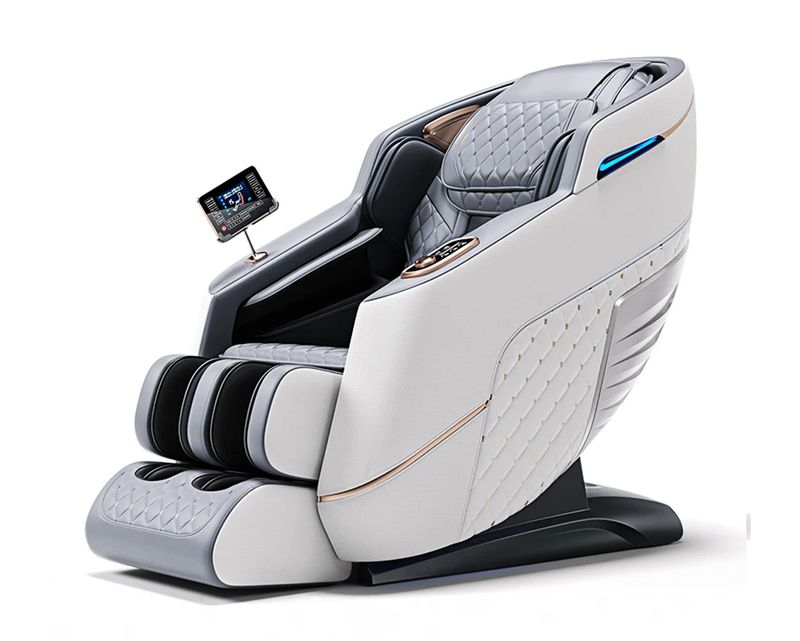 Flotti Harrison Fixed Massage Chair Jade Roller on Waist LCD Touch Screen Full Body Massage with Calf Heating Method Zero Gravity Function with AI Voice Control and Control Knob System