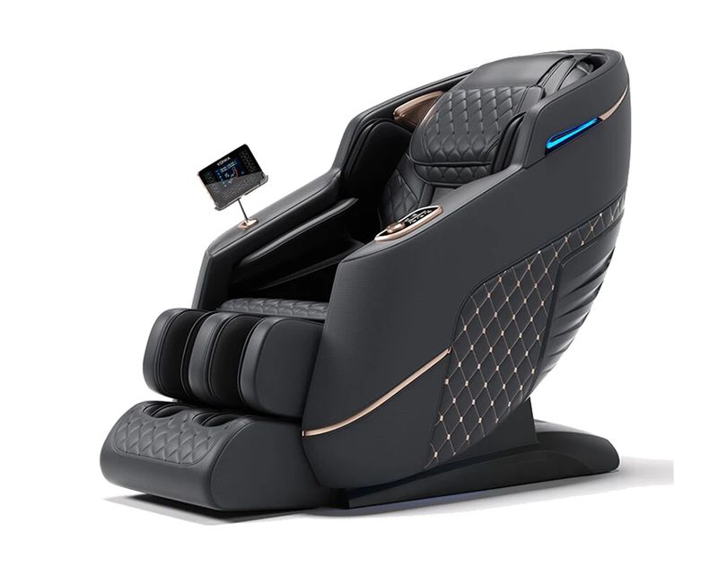 Flotti Harrison Fixed Massage Chair Jade Roller on Waist LCD Touch Screen Full Body Massage with Calf Heating Method Zero Gravity Function with AI Voice Control and Control Knob System