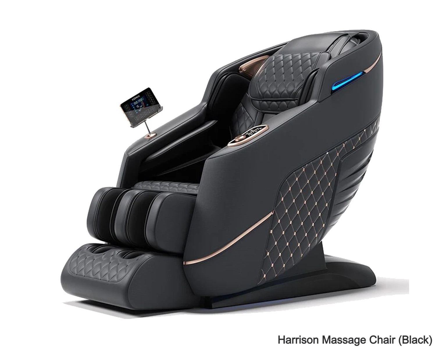 Flotti Harrison Fixed Massage Chair Jade Roller on Waist LCD Touch Screen Full Body Massage with Calf Heating Method Zero Gravity Function with AI Voice Control and Control Knob System, COLOR: Harrison Massage Sofa (Black)