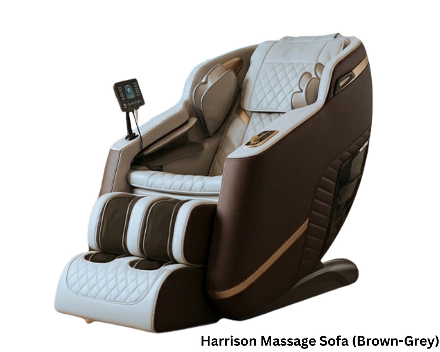Flotti Harrison Fixed Massage Chair Jade Roller on Waist LCD Touch Screen Full Body Massage with Calf Heating Method Zero Gravity Function with AI Voice Control and Control Knob System, COLOR: Harrison Massage Sofa (Brown-Grey) (SOLD OUT, PRE-ORDER FOR MID OCTOBER)